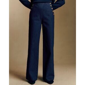 Sezane Marino Denim Trousers High-Waist Organic Cotton Jeans Size 42 (US 10)